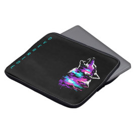 Aangepaste Naam Override Glitch Wolf Cyberpunk Lap Laptop Sleeve