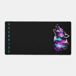 Aangepaste naam Override Glitch Wolf Gaming Bureau Bureaumat