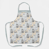 Aangepaste naam Owl Patroonpagina's Schort (Voorkant)