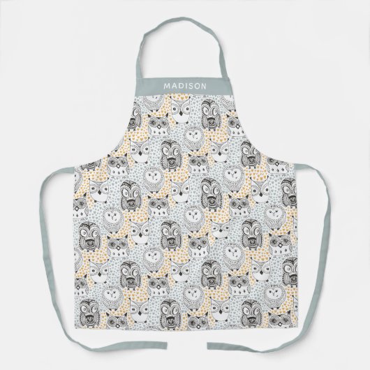 Aangepaste naam Owl Patroonpagina's Schort (Voorkant)