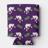 Aangepaste naam paars bowlingpatroon blikjeskoeler (Achterkant)