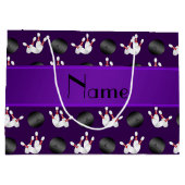 Aangepaste naam paars bowlingpatroon large cadeautasje (Achterkant)