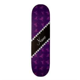 Aangepaste naam paars eenhoorn patroon persoonlijk skateboard