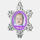 Aangepaste naam Paars eerste kerstversiering Tin Sneeuwvlok Ornament (Rechts)