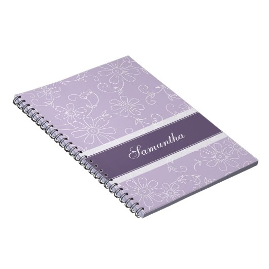 Aangepaste naam Paars en White Floral notebook Notitieboek (Rechterzijde)