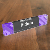Aangepaste naam + Paars en wit striped patroon Naambordje (Zijkant)