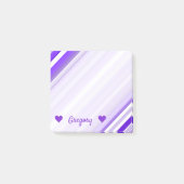 Aangepaste naam + Paars en wit striped patroon Post-it® Notes (Voorkant)