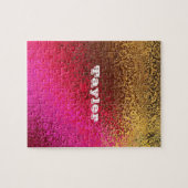 Aangepaste naam paars goud metaalachtige abstract legpuzzel (Horizontaal)