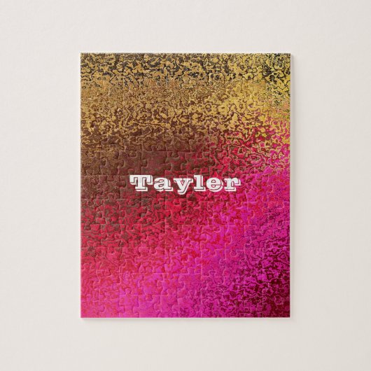 Aangepaste naam paars goud metaalachtige abstract legpuzzel (Verticaal)