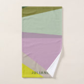 Aangepaste naam Paars Groen Stijlvol Geometrisch Bad Handdoek (Handdoek)