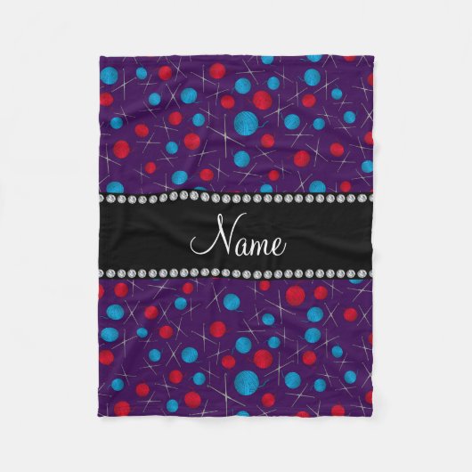 Aangepaste naam paars haakpatroon fleece deken (Voorkant)