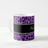 Aangepaste naam paars leopard patroon koffiemok (Voorkant links)
