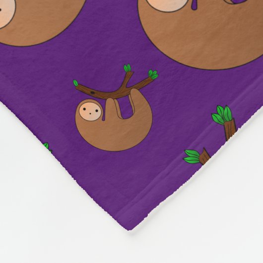 Aangepaste naam paars slothepatroon fleece deken (Hoek)