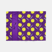 Aangepaste naam paars softballpatroon fleece deken (Voorkant (Horizontaal))