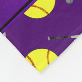 Aangepaste naam paars softballpatroon fleece deken (Hoek)