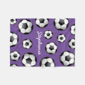 Aangepaste naam Paars Voetbal Fleece Deken (Voorkant (Horizontaal))