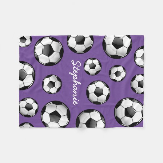 Aangepaste naam Paars Voetbal Fleece Deken (Voorkant (Horizontaal))