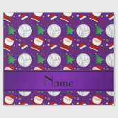 Aangepaste naam paars volleybalkerstpatroon cadeaupapier (Vlak)