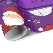 Aangepaste naam paars volleybalkerstpatroon cadeaupapier (Rol Hoek)