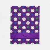 Aangepaste naam paarse baseball blue green stars fleece deken (Voorkant)