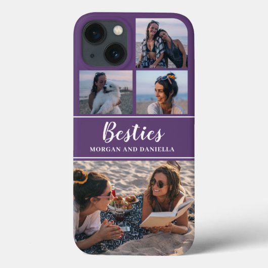 Aangepaste naam Paarse Beste Vrienden Foto Collage Case-Mate iPhone Case (Achterkant)