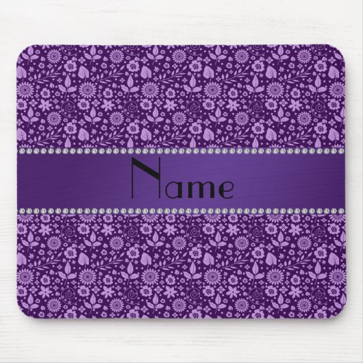 Aangepaste naam paarse bloemen bladeren muismat (Voorkant)