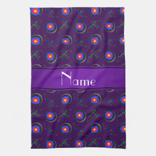 Aangepaste naam paarse boogkunst theedoek