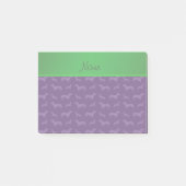 Aangepaste naam paarse dachshund groene streep post-it® notes (Voorkant)