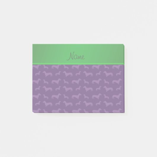 Aangepaste naam paarse dachshund groene streep post-it® notes (Voorkant)