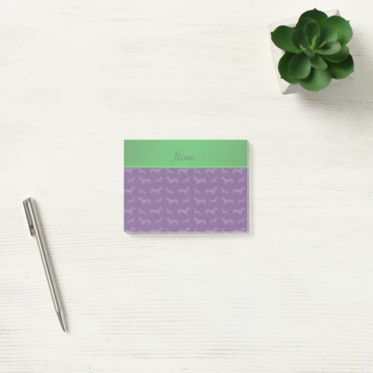 Aangepaste naam paarse dachshund groene streep post-it® notes (Kantoor)