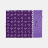 Aangepaste naam paarse eekhoorn patroon fleece deken (Voorkant (Horizontaal))