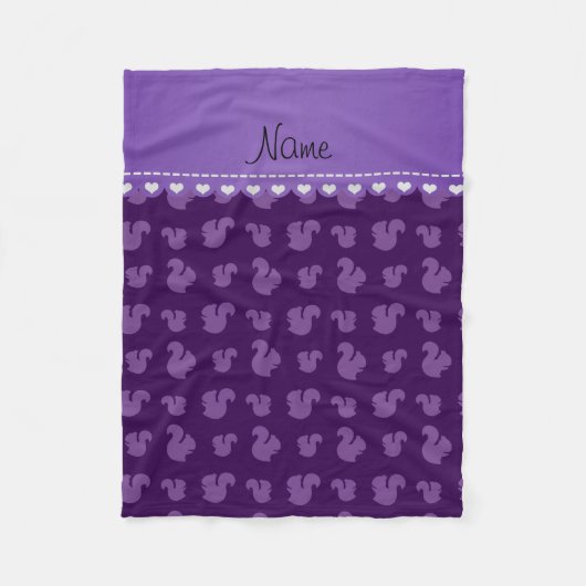 Aangepaste naam paarse eekhoorn patroon fleece deken (Voorkant)