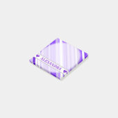 Aangepaste naam - Paarse en witte gestreepte patro Post-it® Notes (Schuin)