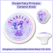 Aangepaste Naam Paarse Fairy Princess Keramische K Keramische Knop