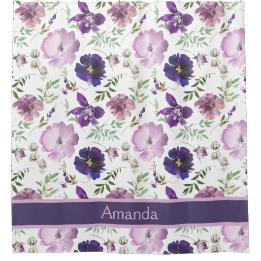 Aangepaste naam Paarse flessenpatroon Elegant Bath Douchegordijn (Voorkant)