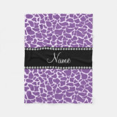 Aangepaste naam paarse giraffe patroon fleece deken (Voorkant)