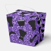 Aangepaste naam paarse glitter high heels jurk bedankdoosjes (Achterkant)