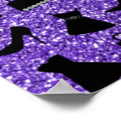 Aangepaste naam paarse glitter high heels jurk poster (Hoek)