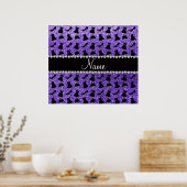 Aangepaste naam paarse glitter high heels jurk poster (Keuken)