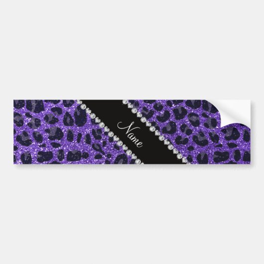 Aangepaste naam paarse glitter leopard spots bumpersticker (Voorkant)