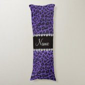 Aangepaste naam paarse glitter leopard spots lichaamskussen (Voorkant Verticaal)