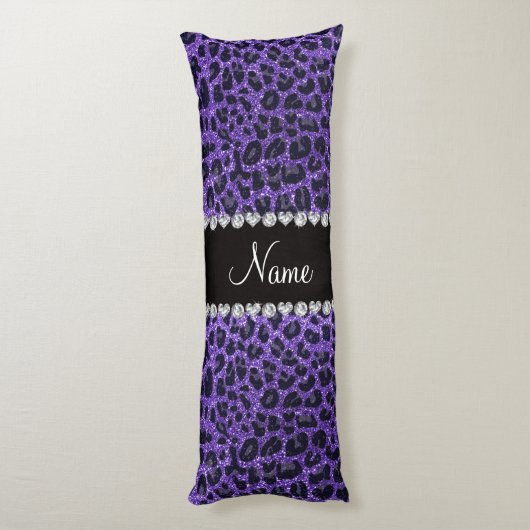 Aangepaste naam paarse glitter leopard spots lichaamskussen (Achterkant (Verticaal))