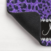 Aangepaste naam paarse glitter leopard spots muismat (Hoek)