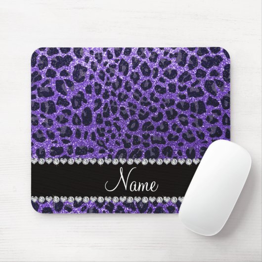 Aangepaste naam paarse glitter leopard spots muismat (Met muis)