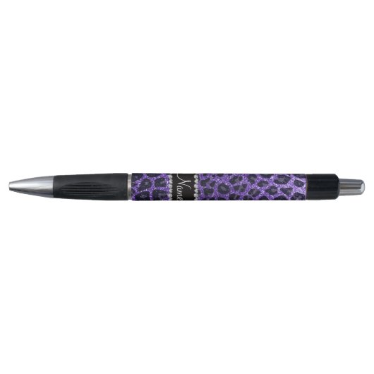 Aangepaste naam paarse glitter leopard spots pen (Voorkant)
