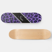 Aangepaste naam paarse glitter leopard spots skateboard (Horizontaal)