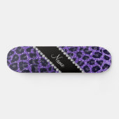 Aangepaste naam paarse glitter leopard spots skateboard (Horizontaal)