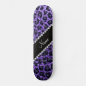 Aangepaste naam paarse glitter leopard spots skateboard (Voorkant)