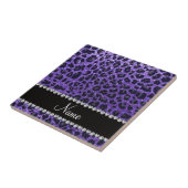 Aangepaste naam paarse glitter leopard spots tegeltje (Zijkant)