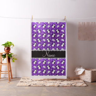 Aangepaste naam paarse glitter pinguïns igloos stof